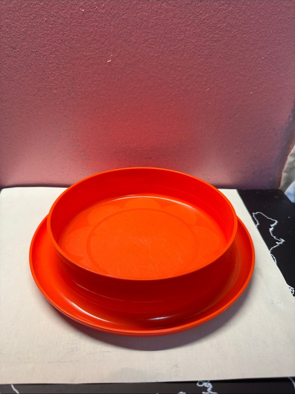 Bright Orange Plastic Childs Serving Bowls (no lid)